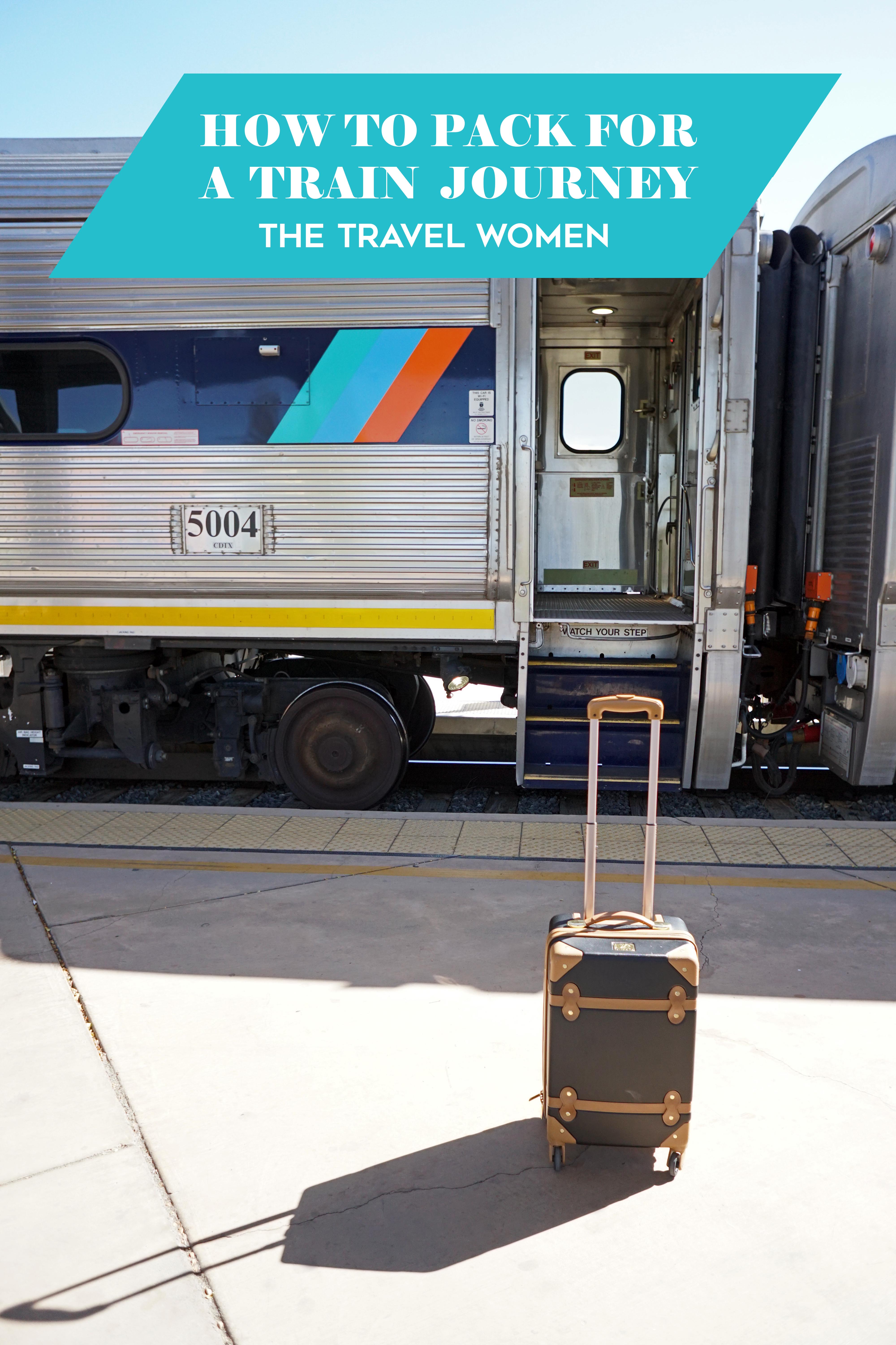title on top of a photo of a train with door open and a suitcase in front 