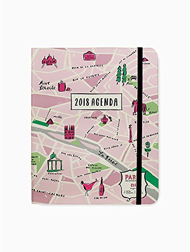 Cute pink agenda with pink paris map background