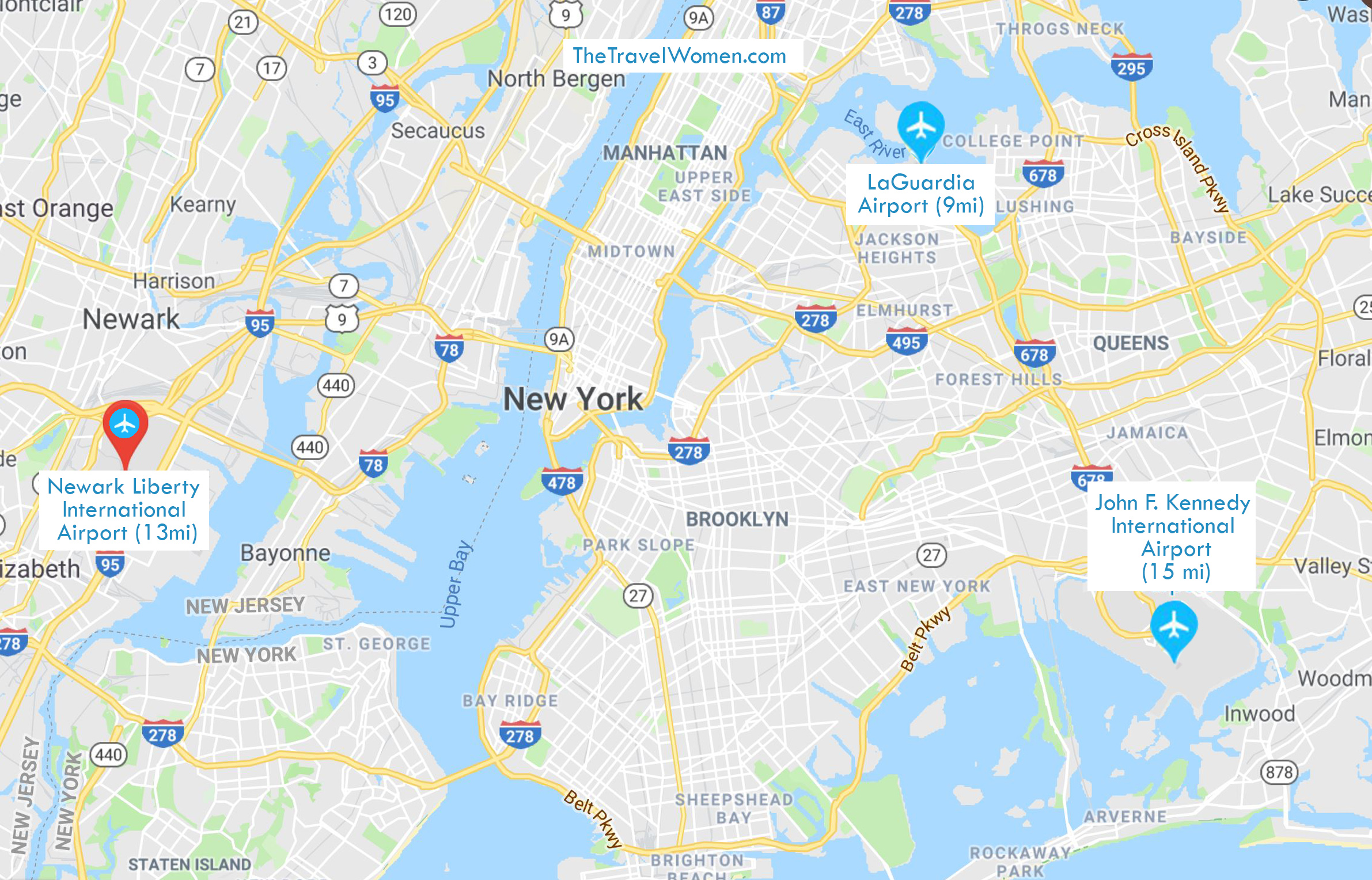 NYC Map Cheapest, Fastest Way from Newark to NYC Manhattan 