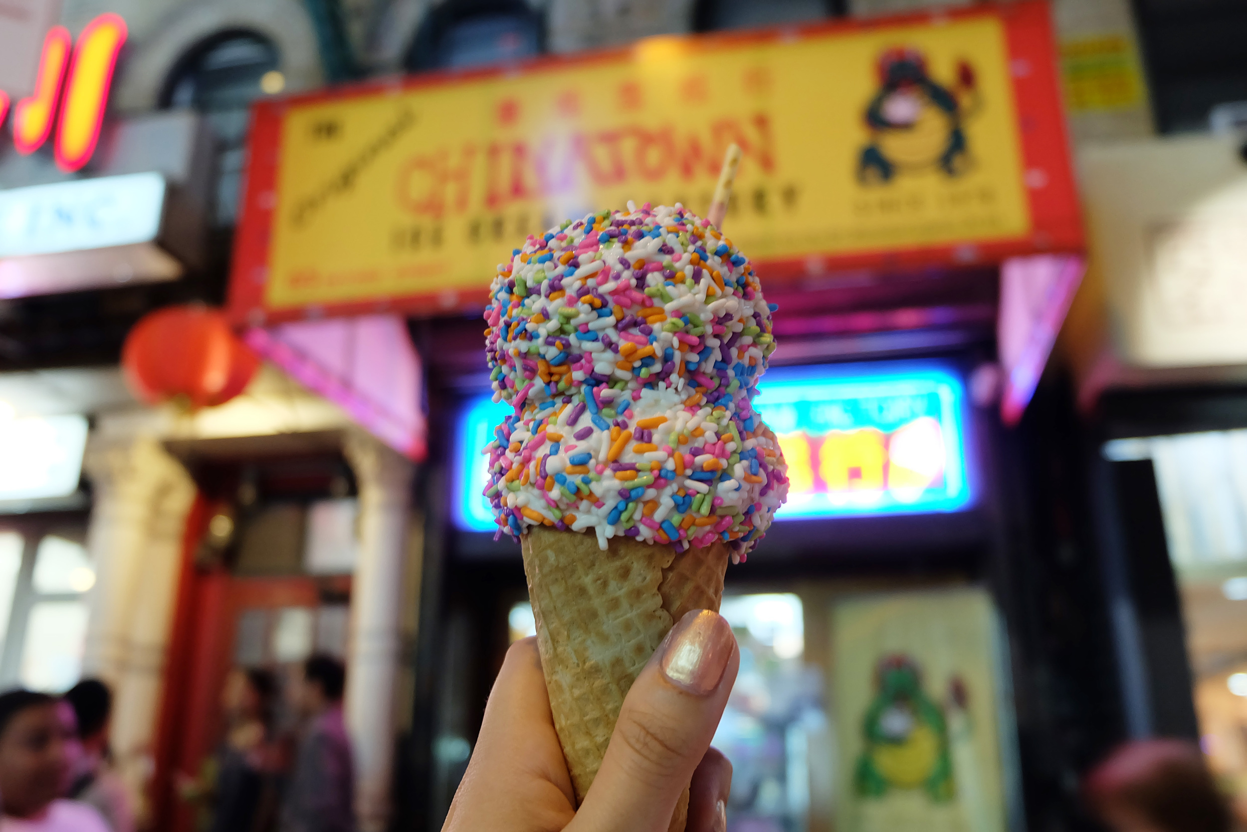 15. Chinatown Ice Cream Factory: One word: Lychee. Add rainbow sprinkles for fun and take a photo in front of the crazy busy neon signs written in English and Chinese. 