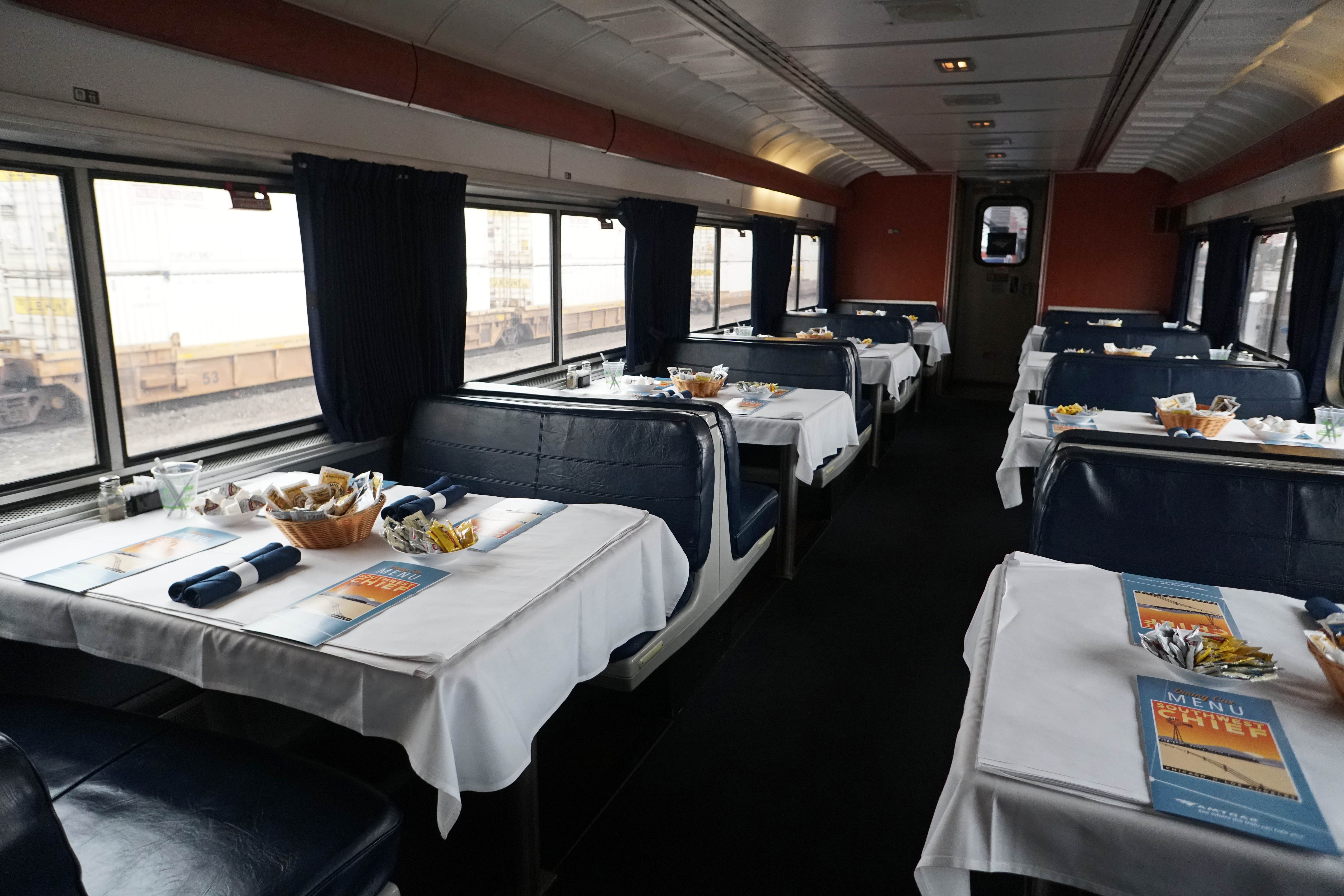 Dining Car set up ready for a meal