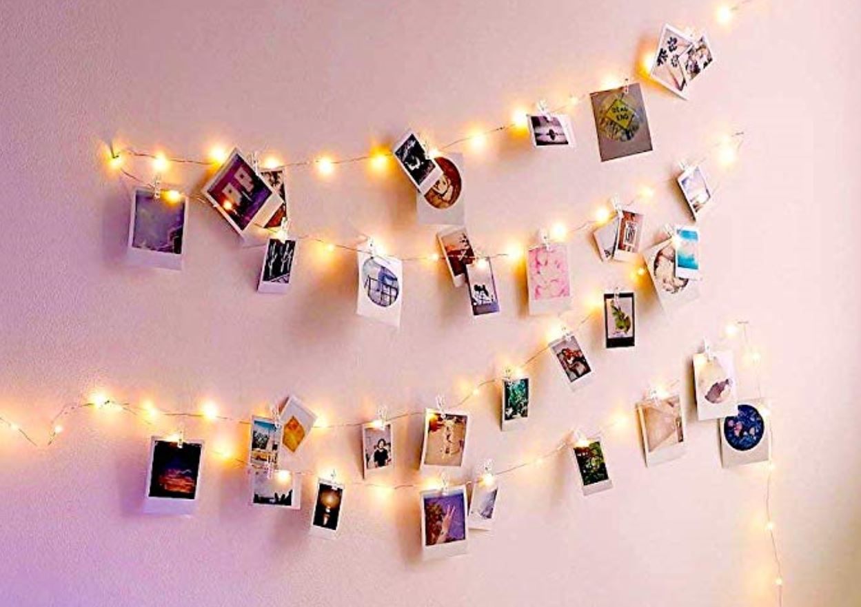 LED fairy lights with clothes hanger clips How to Decorate a Travel Themed Bedroom